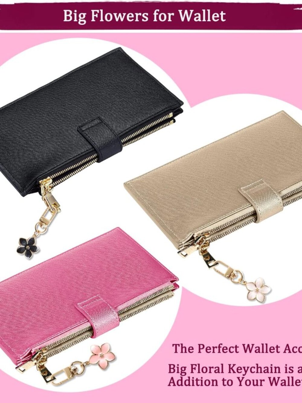 Cute Flower keychains for Women, Aesthetic Keychain Charms, Bag & Purse Charms f - Picture 4 of 6